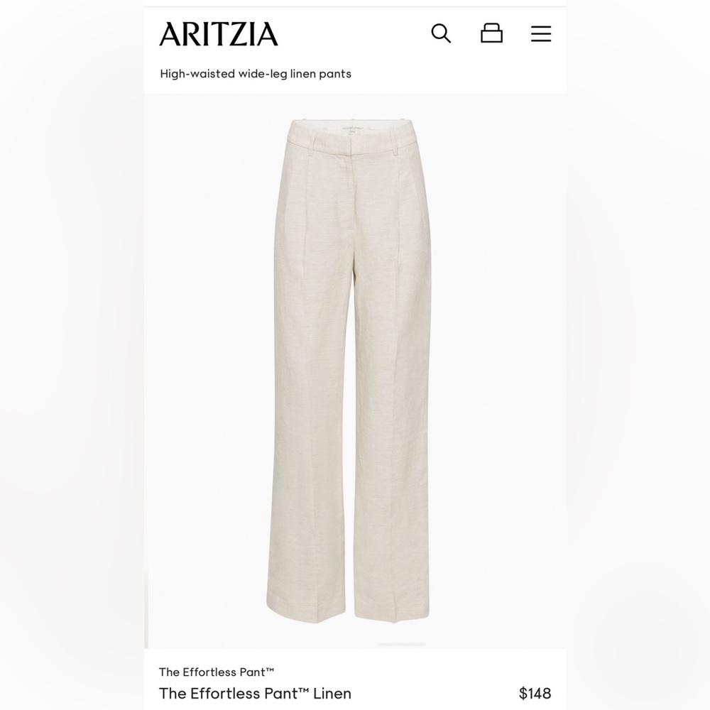NWT aritzia linen effortless trouser